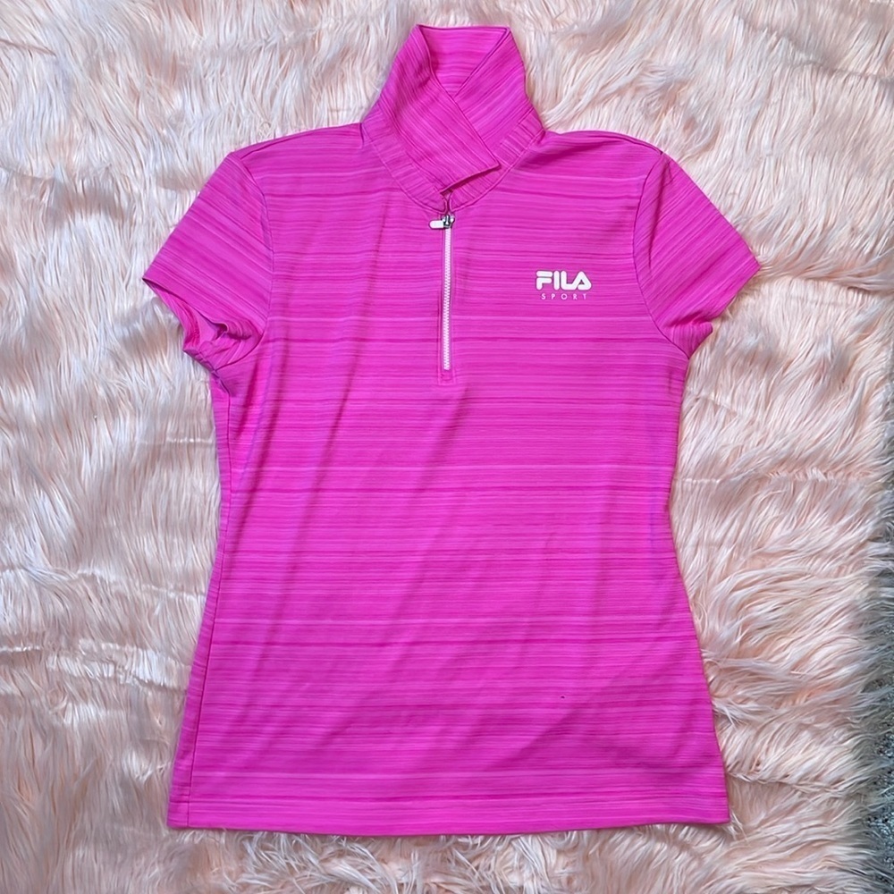Fila Golf Woman’s‎ Pink Fitted 1/4 Zip Tee Size Small